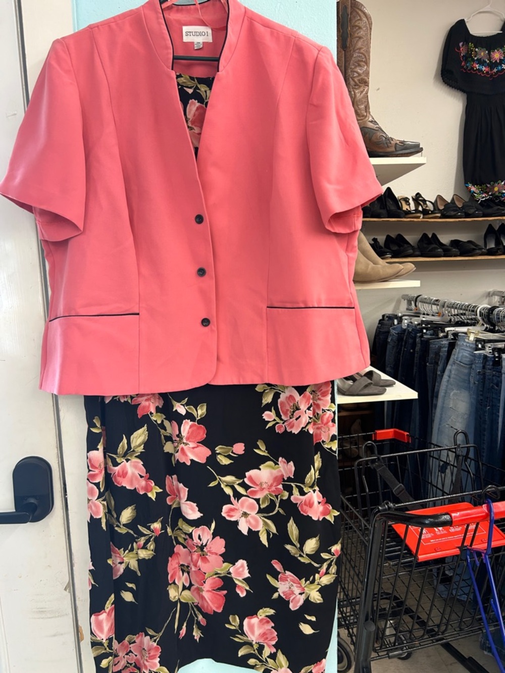 Studio 1 Pink Jacket with Black Floral dress